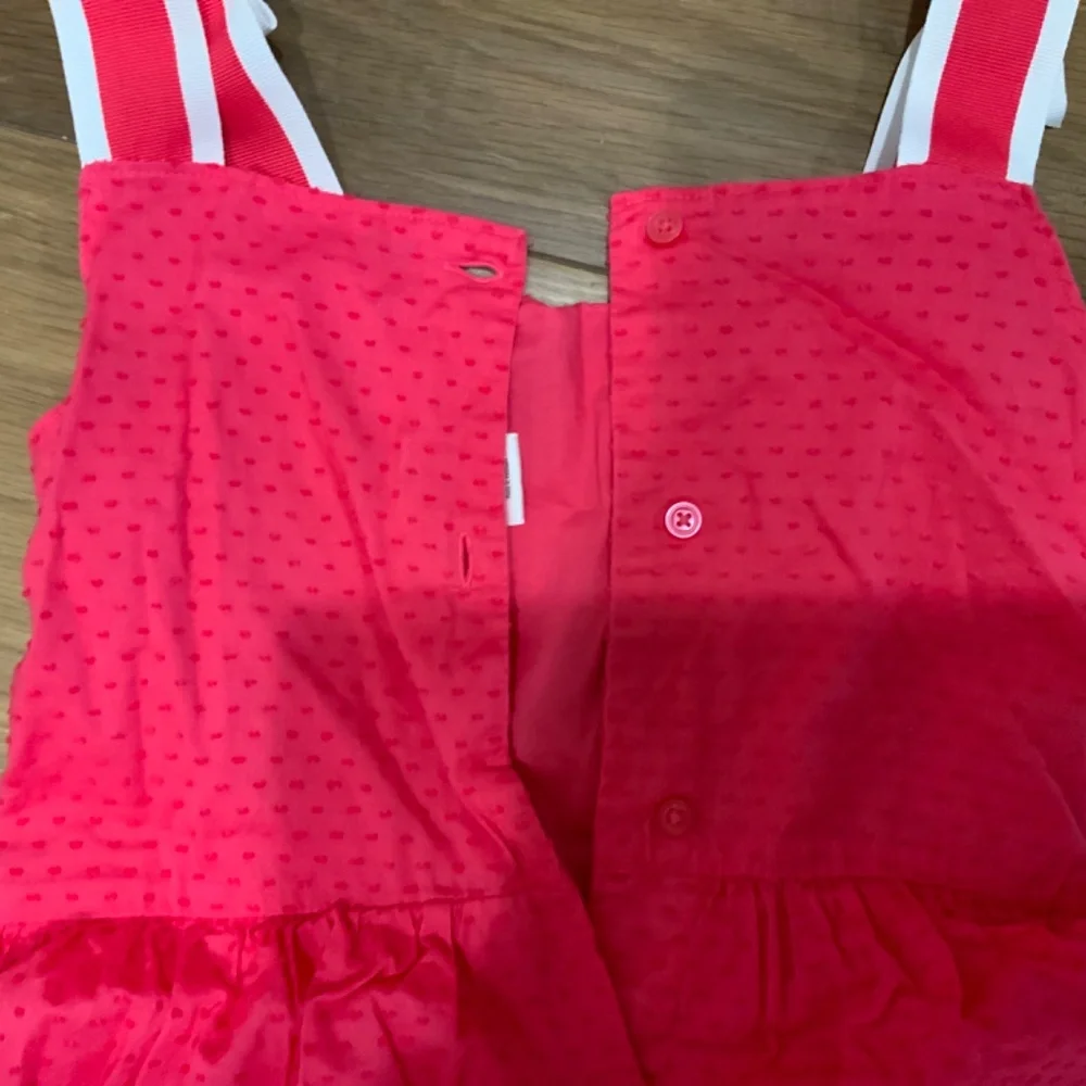 Hot Pink Tiered Dress with Bows on Each Shoulder Size 7